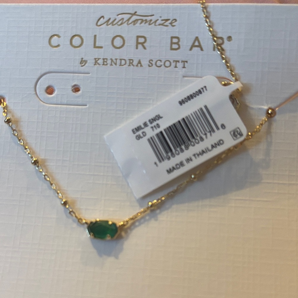 Kendra Scott Gold tone Emilie Necklace with Green Stone Accent